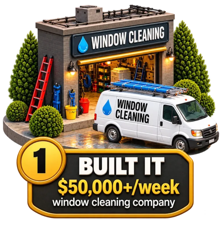 Badge 1, Built it: a window cleaning shop and van, $50,000 a week.
