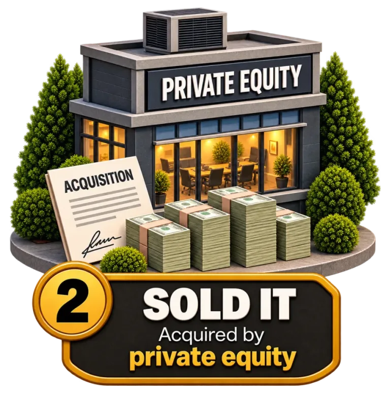 Badge 2, Sold it: a private equity office, an acquisition contract and stacks of cash.